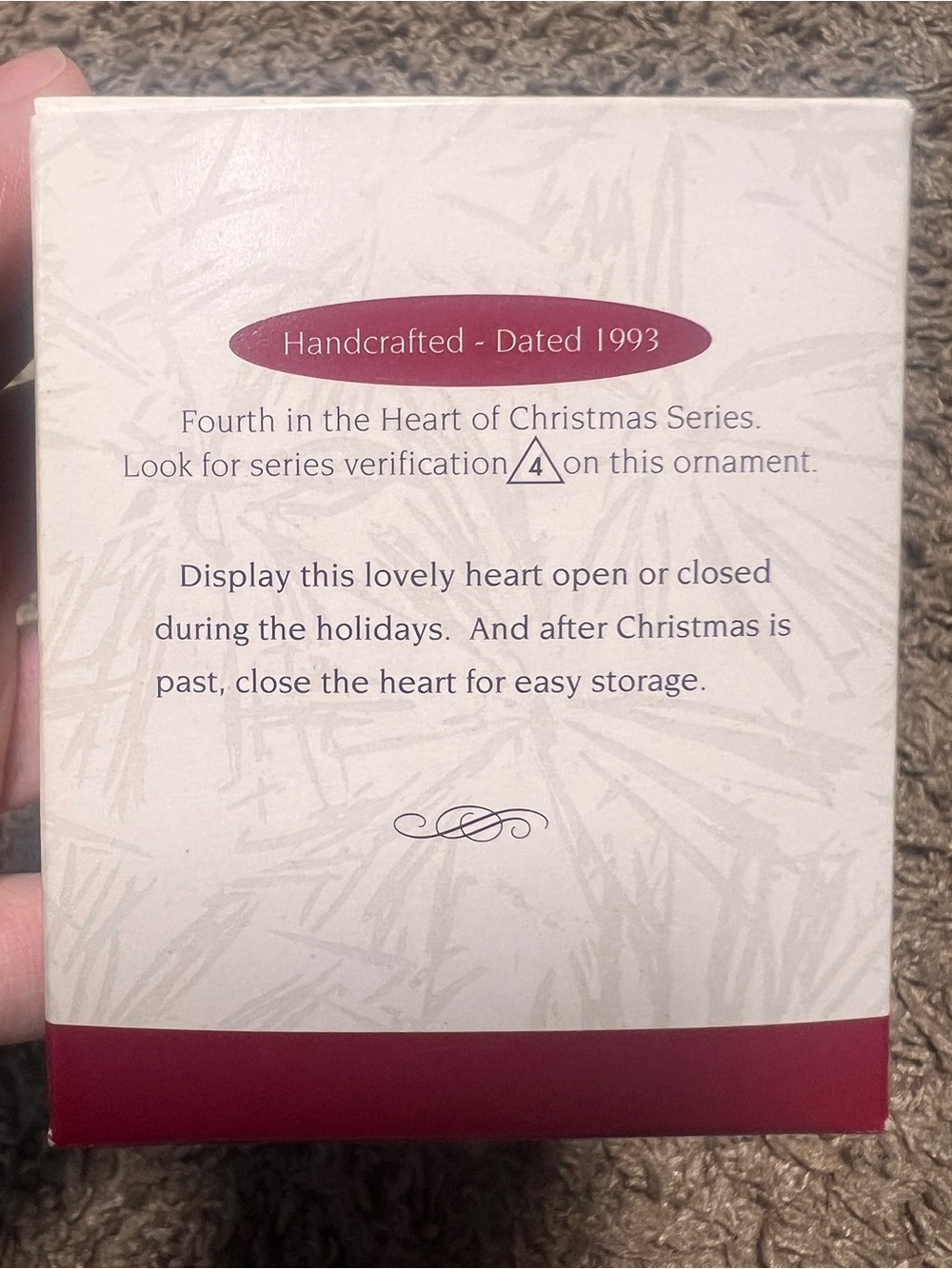 Hallmark Keepsake Ornament Heart of Christmas Collector’s Series 1993 - Picture 2 of 8